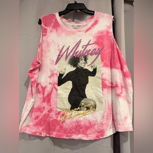 Whitney Houston XXL Pink Tie-Dye Women's Sleeveless Top